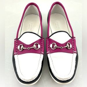 RARE Gucci Colorblock Horsebit Leather Loafers White/Pink/Black-Women’s Sz 36